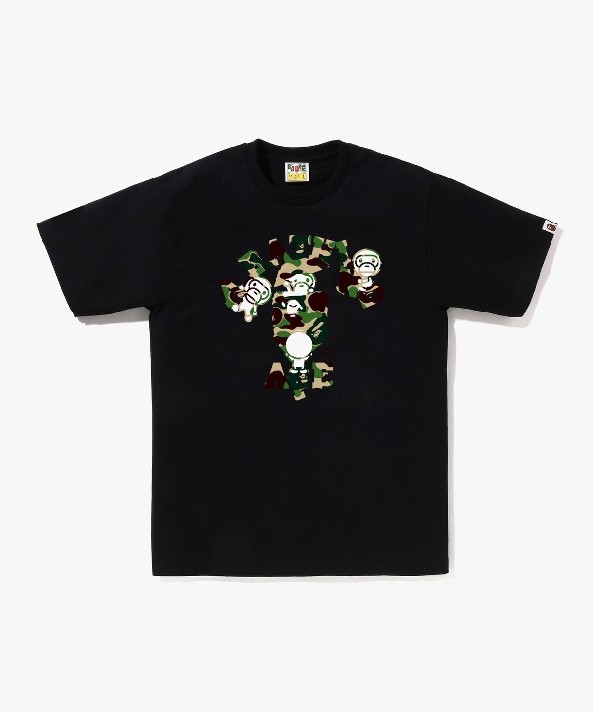 베이프(BAPE) ABC 카모 콜리지 마일로 티셔츠(M) BLACK/GREEN