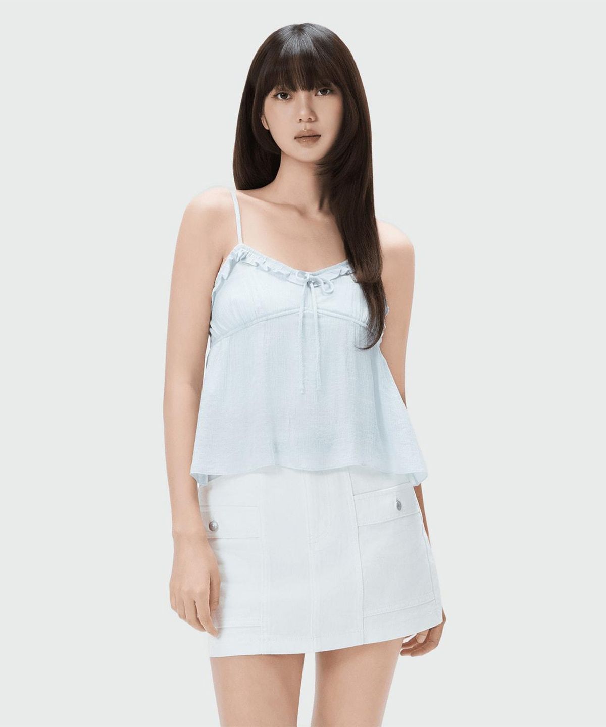 미쏘(MIXXO) 리본 프릴 나시 블라우스_MIWBNG611G