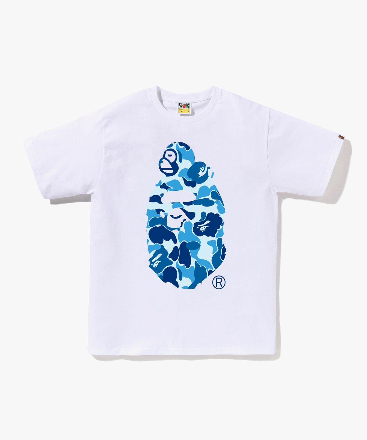 베이프(BAPE) ABC 카모 마일로 온 빅 에이프 티셔츠(M) WHITE/BLUE