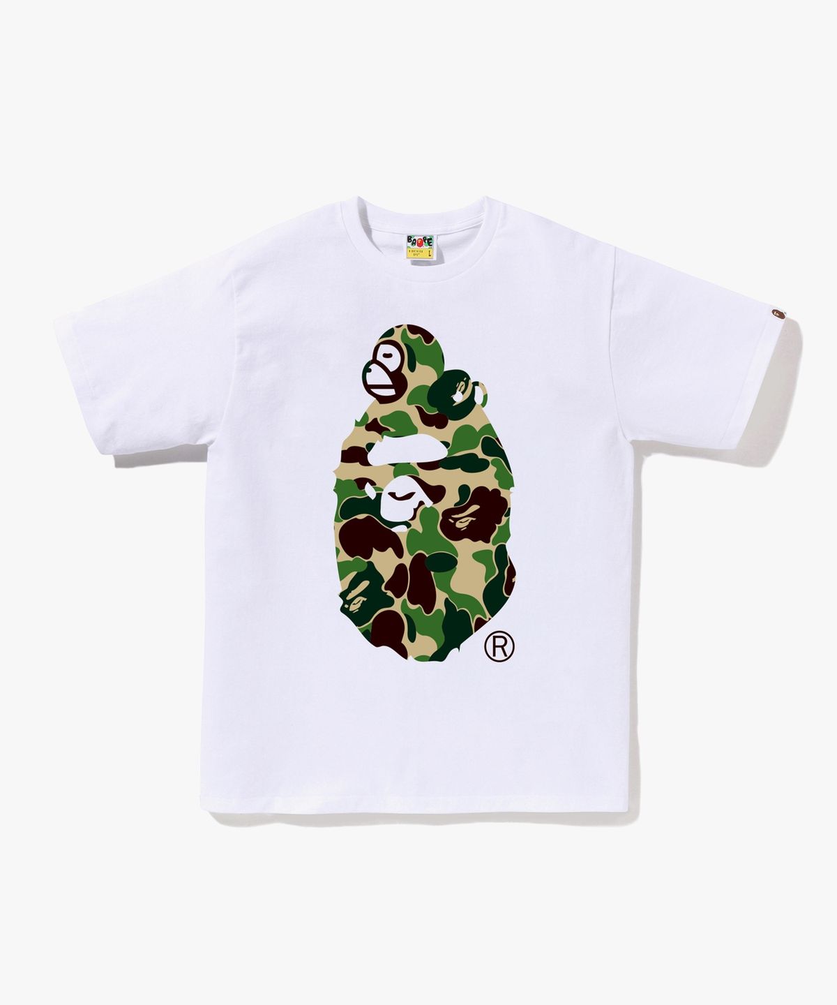 베이프(BAPE) ABC 카모 마일로 온 빅 에이프 티셔츠(M) WHITE/GREEN