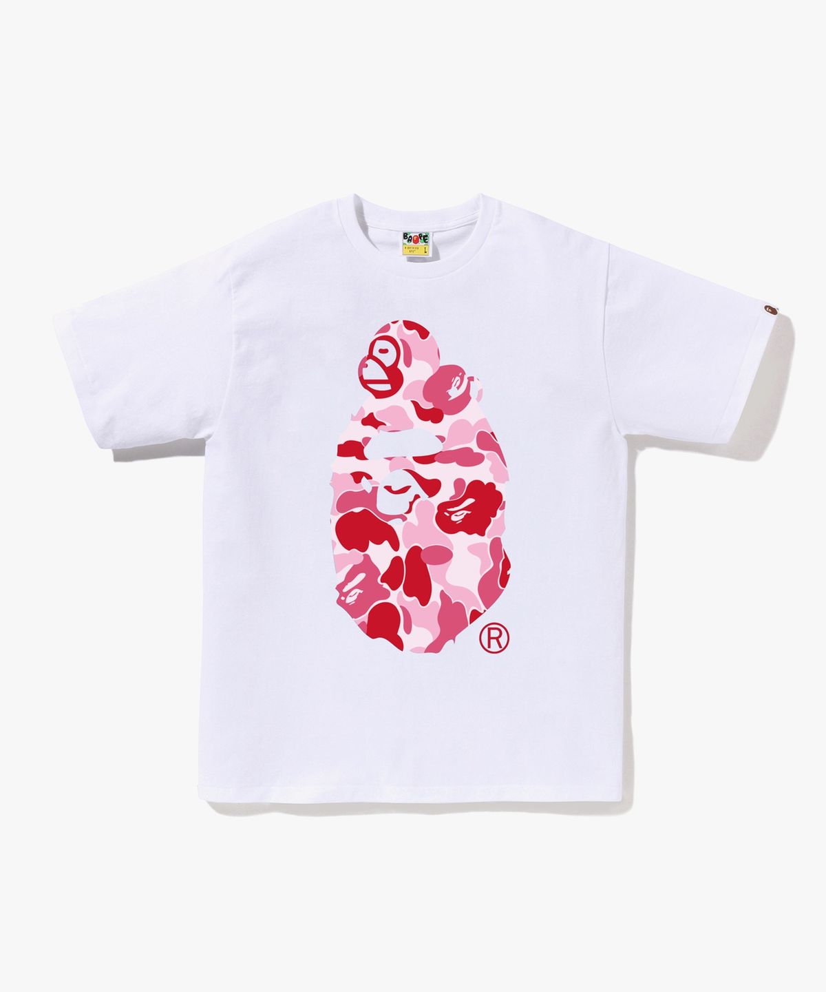 베이프(BAPE) ABC 카모 마일로 온 빅 에이프 티셔츠(M) WHITE/PINK