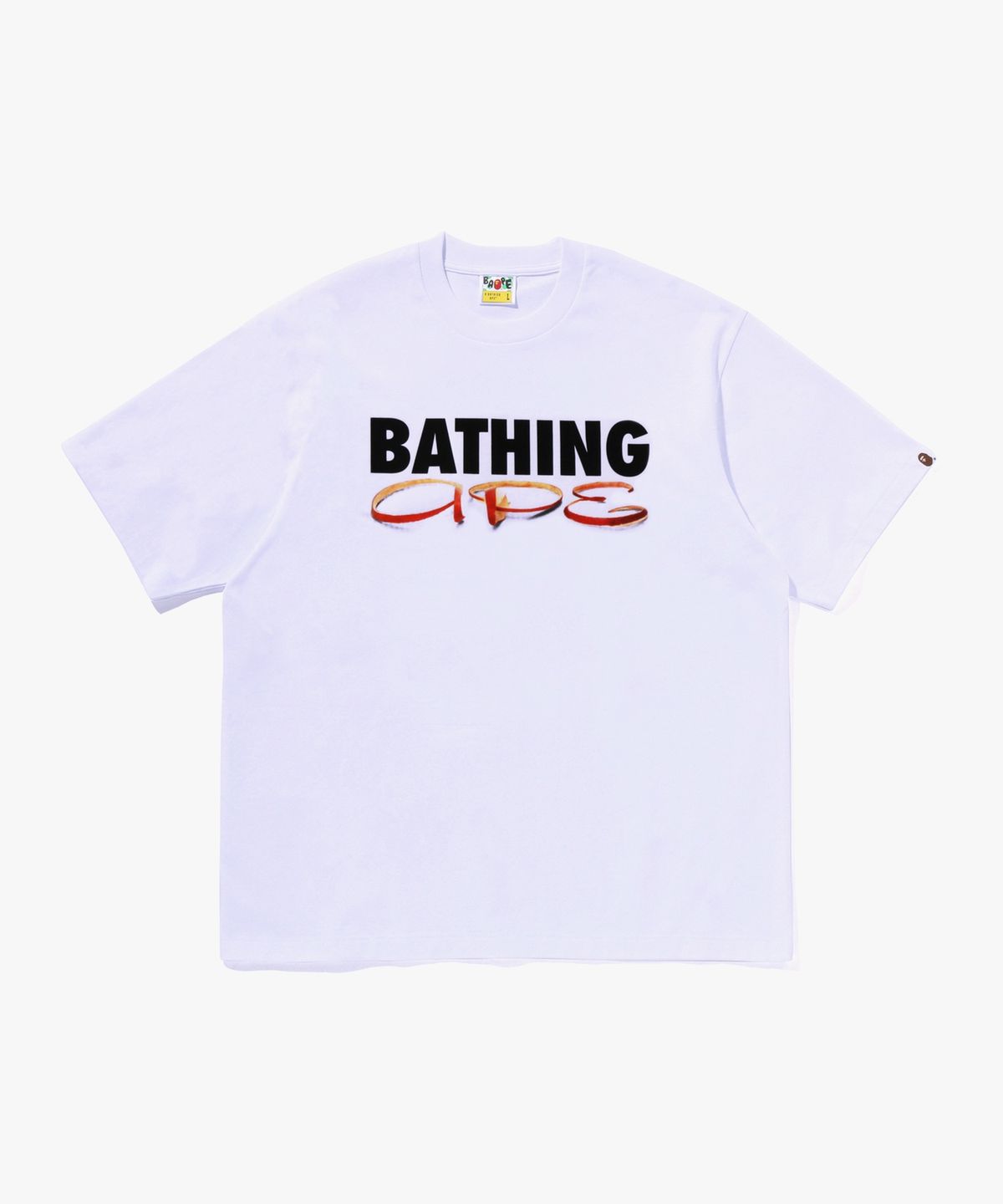 베이프(BAPE) 애플 필 BATHING APE 릴렉스드 핏 티셔츠(M) WHITE