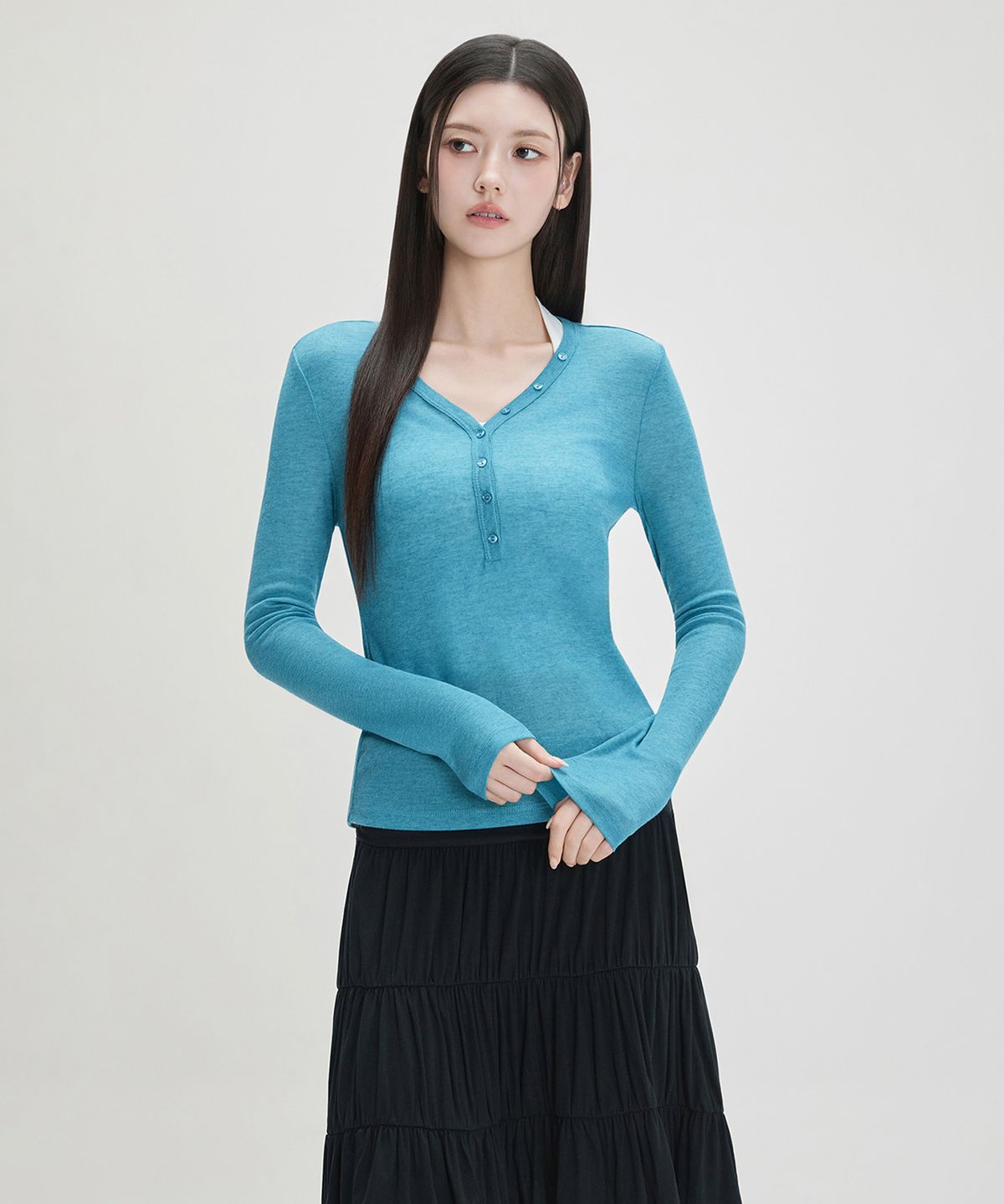 미쏘(MIXXO) 버튼업 시스루 긴팔 티셔츠 RE LWG44MS_MIWLWG70QA MIWLWG98QA
