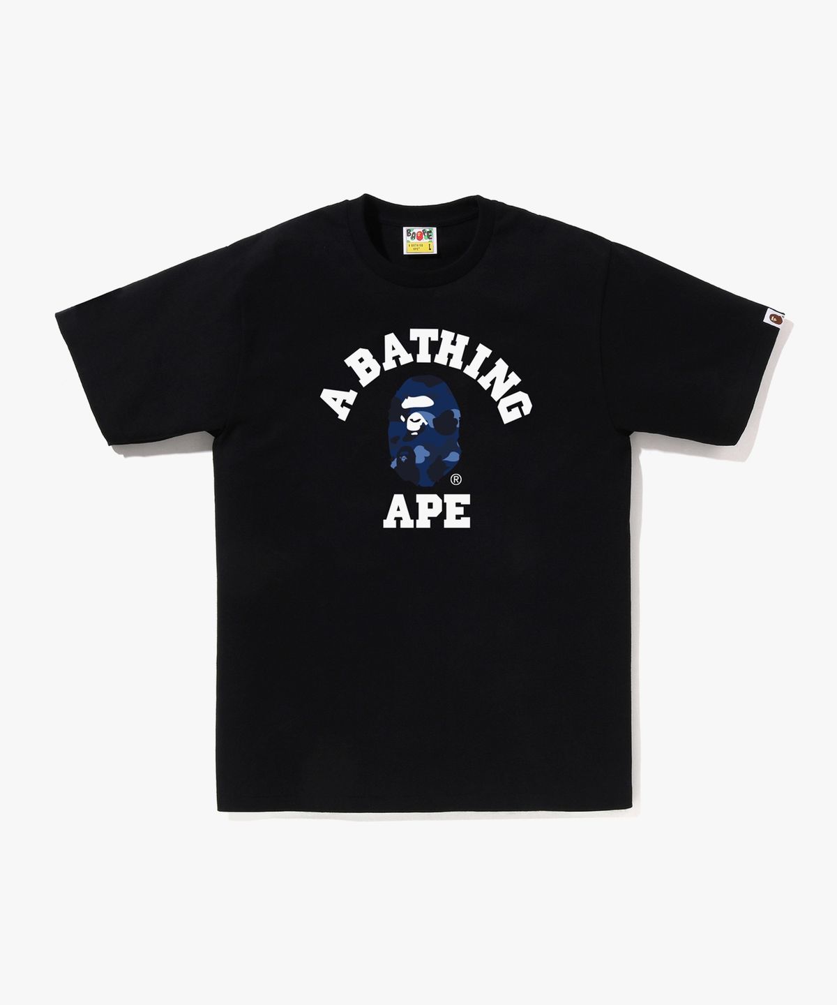 베이프(BAPE) 컬러 카모 콜리지 티셔츠(M) BLACK/NAVY