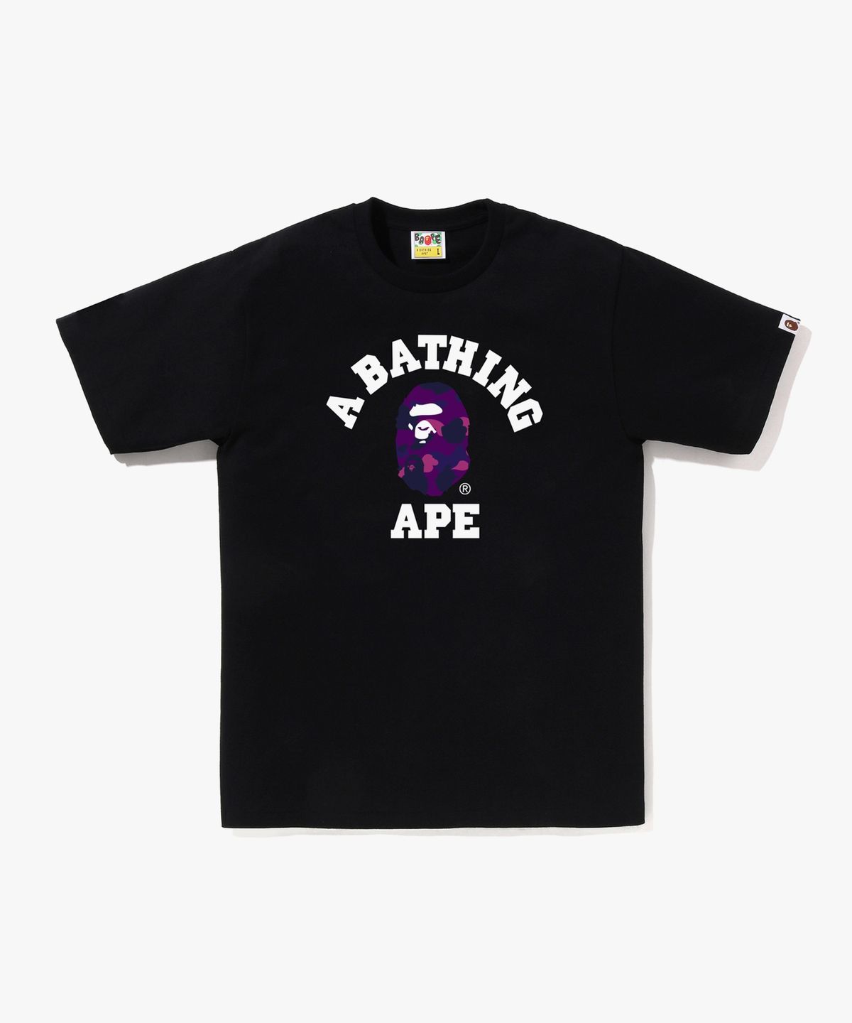 베이프(BAPE) 컬러 카모 콜리지 티셔츠(M) BLACK/PURPLE