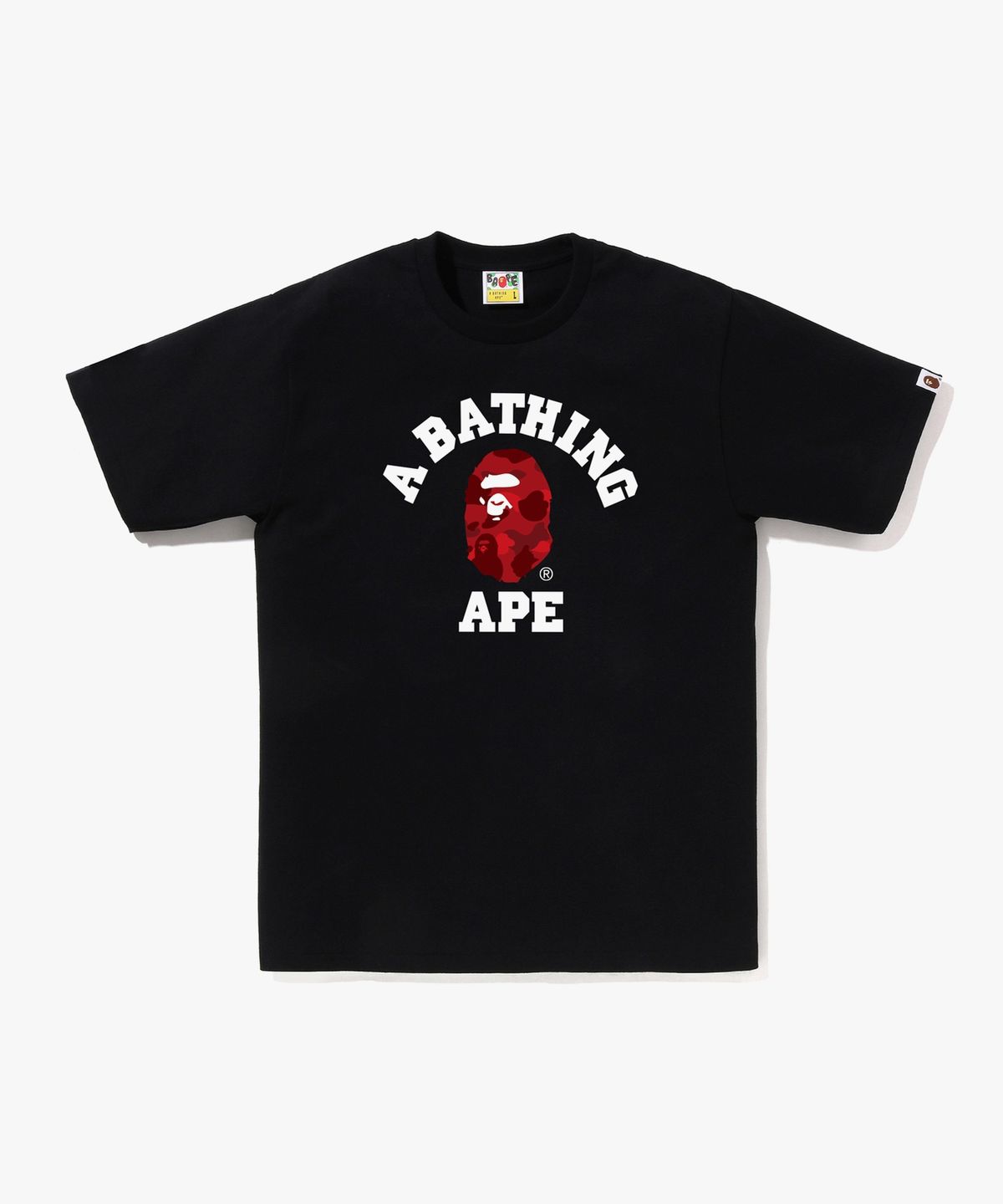 베이프(BAPE) 컬러 카모 콜리지 티셔츠(M) BLACK/RED
