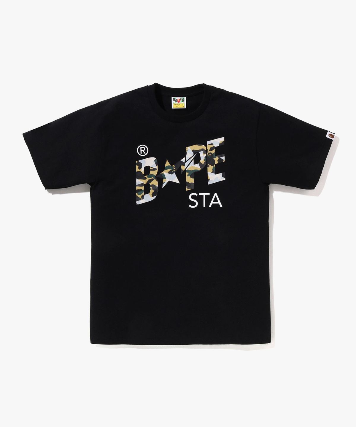베이프(BAPE) 스타 오버 프린트 퍼스트 카모 베이프 스타 티셔츠(M) BLACK