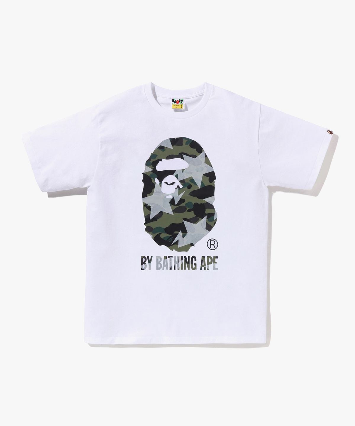 베이프(BAPE) 스타 오버 프린트 퍼스트 카모 BY BATHING APE TEE(M) WHITE/GREEN