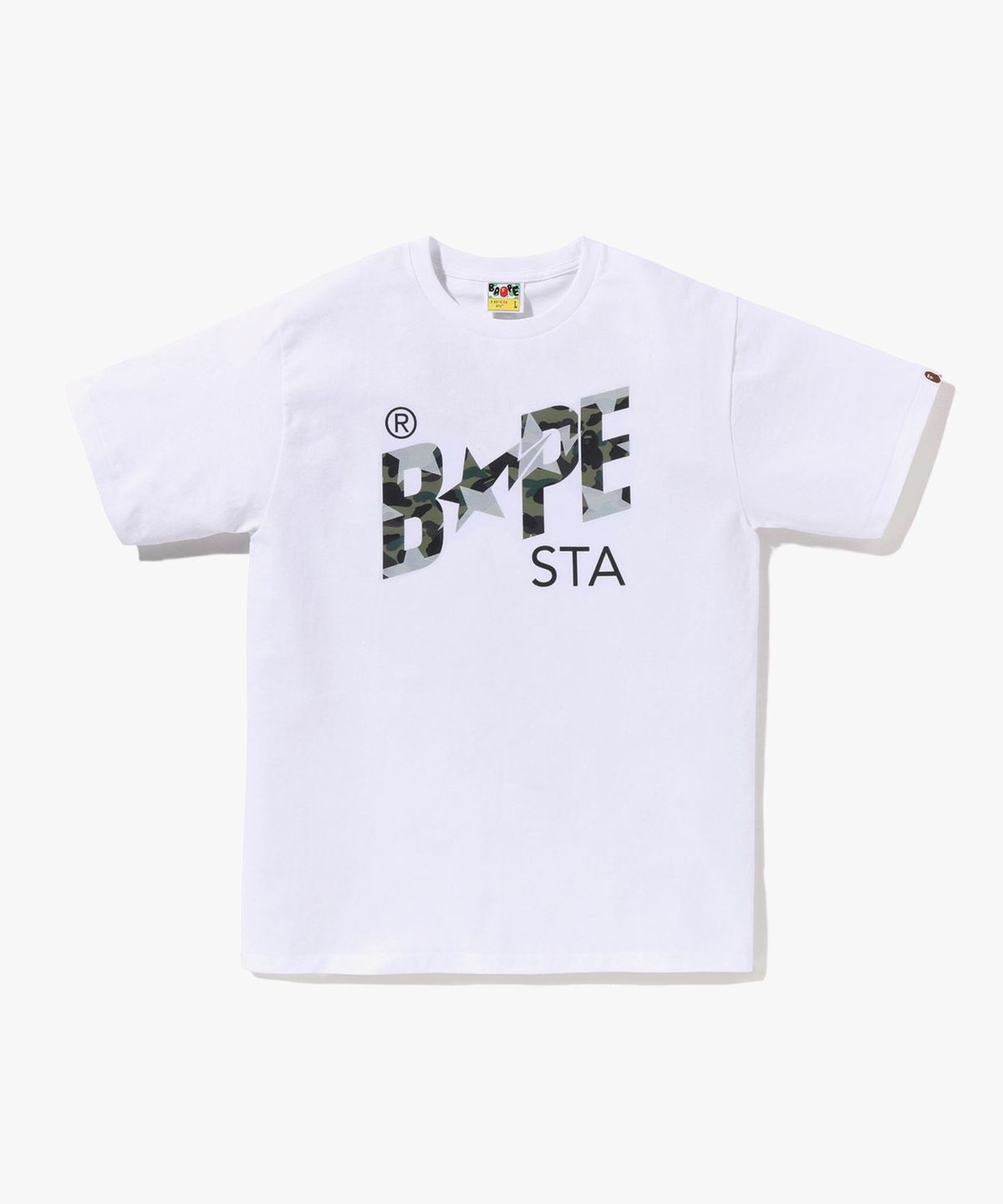 베이프(BAPE) 스타 오버 프린트 퍼스트 카모 베이프 스타 티셔츠(M) WHITE