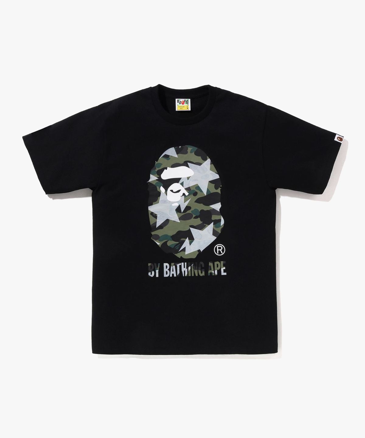 베이프(BAPE) 스타 오버 프린트 퍼스트 카모 BY BATHING APE TEE(M) BLACK/GREEN