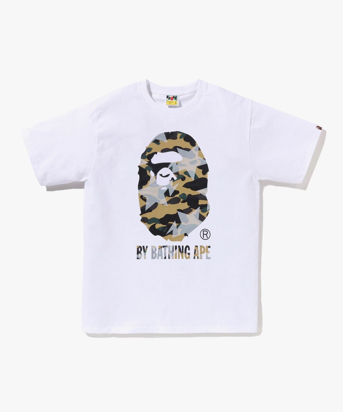 베이프(BAPE) 스타 오버 프린트 퍼스트 카모 BY BATHING APE TEE(M) WHITE/YELLOW