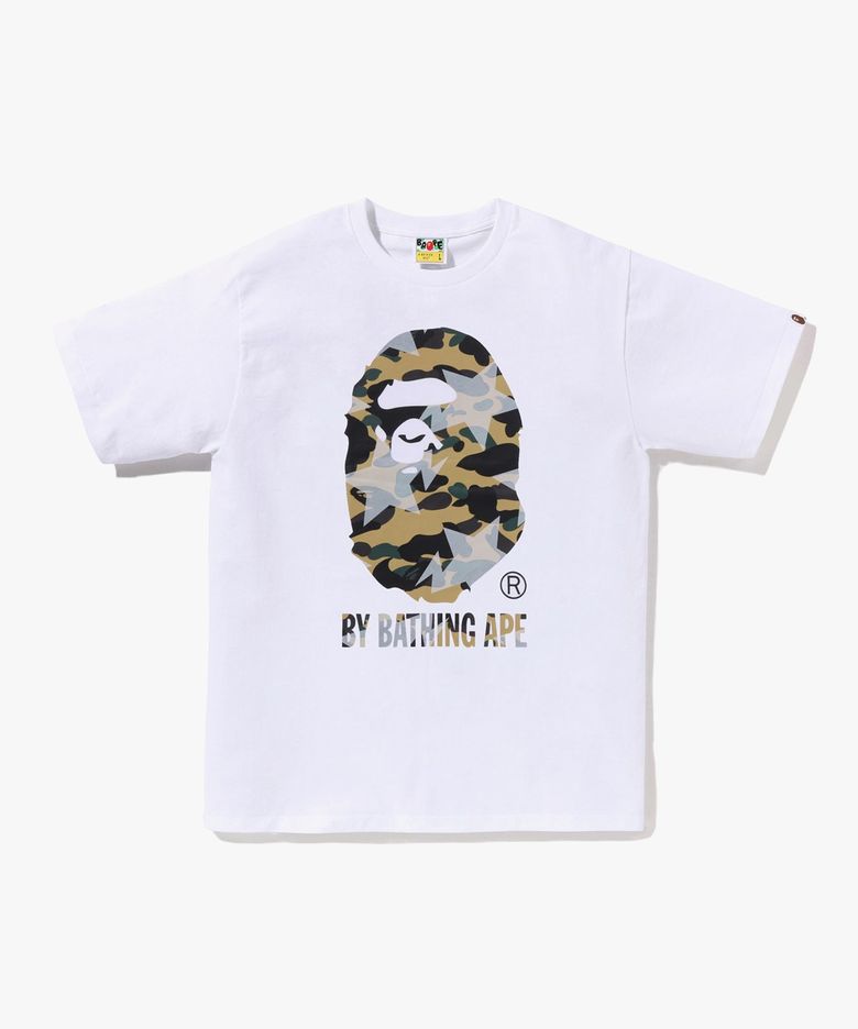 스타 오버 프린트 퍼스트 카모 BY BATHING APE TEE(M) WHITE/YELLOW