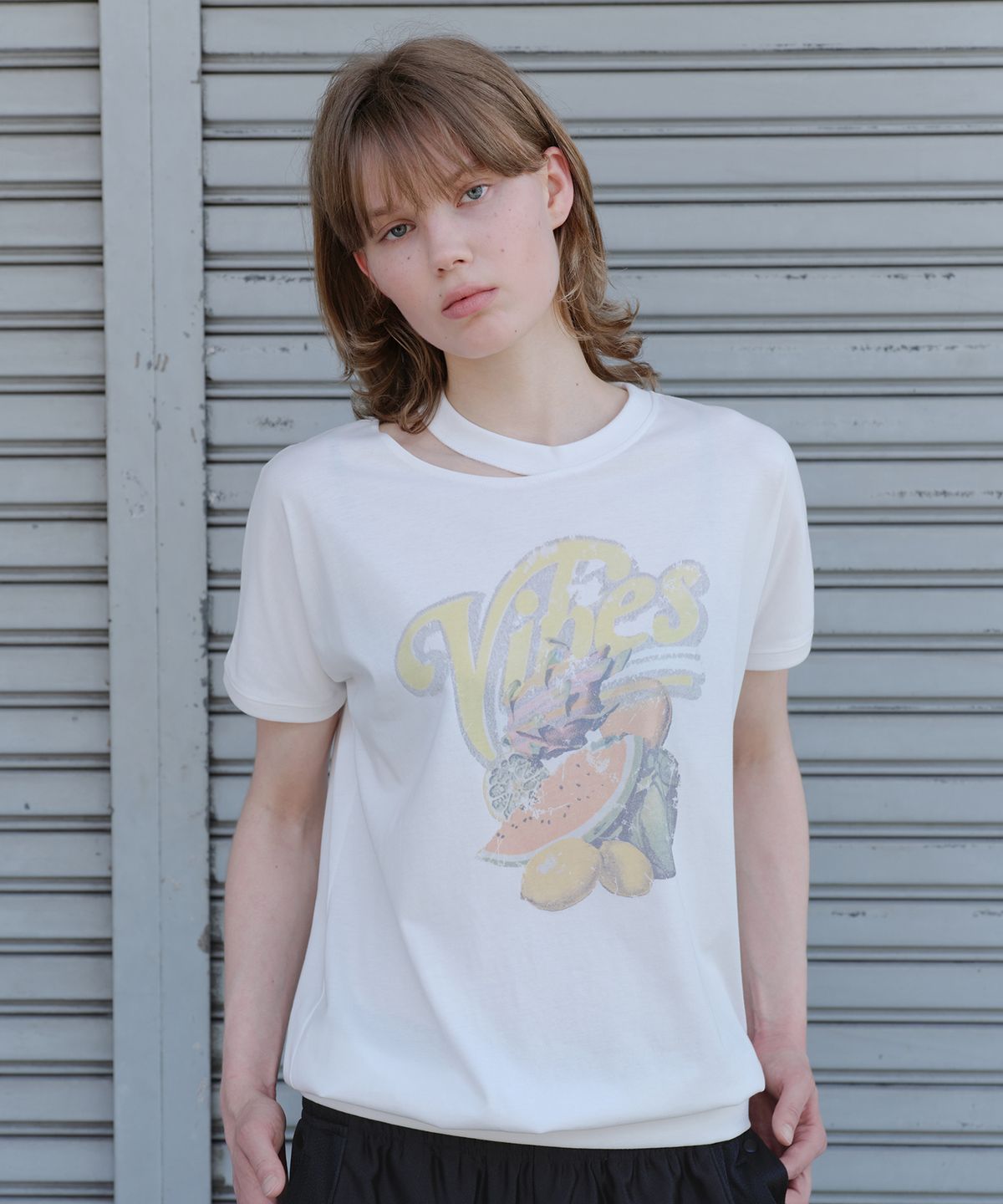 썬번프로젝트(SUNBURNPROJECT) FRUITS SLIT T-SHIRT, WHITE