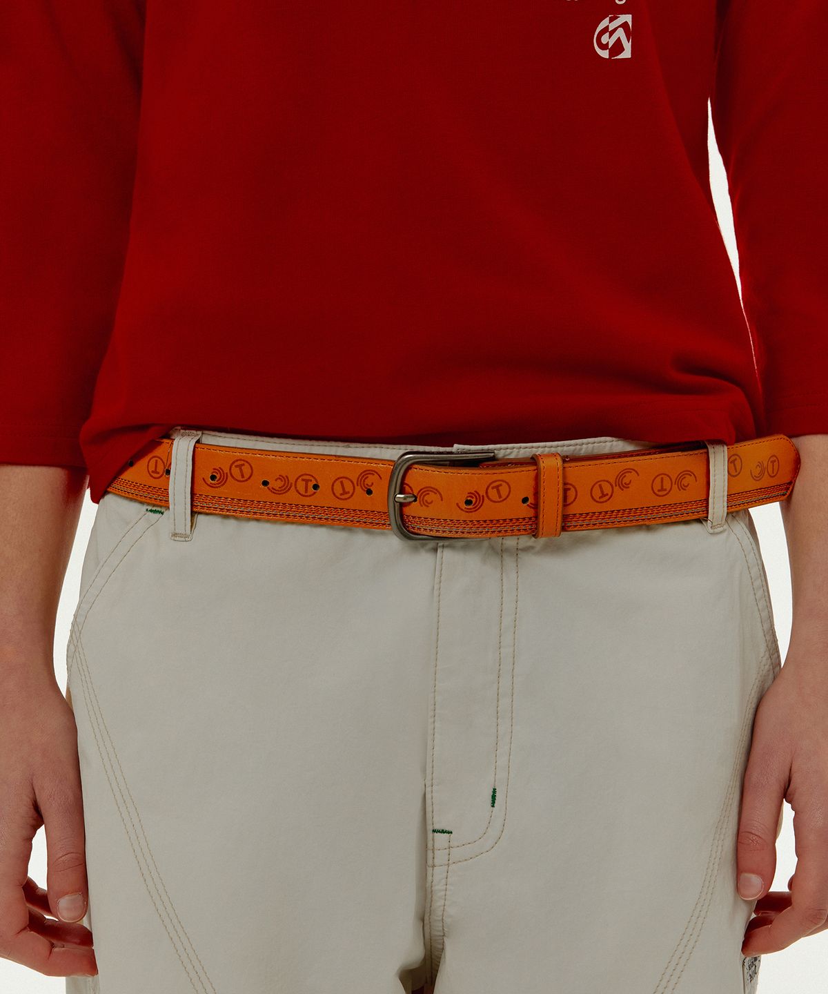 테켓(TEKET) Sequence Faux Leather Belt Orange