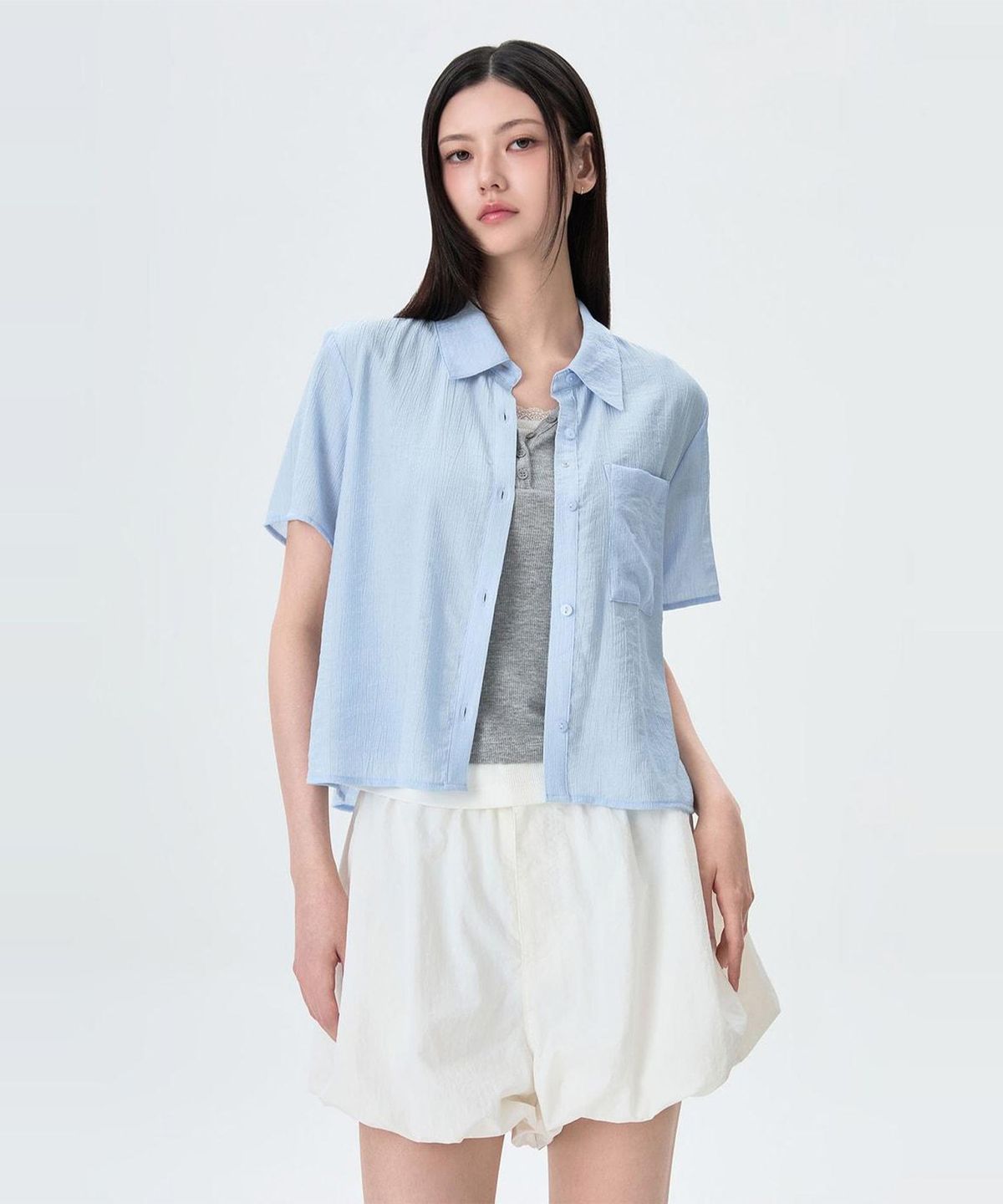 미쏘(MIXXO) [에센셜] 요루 반팔 셔츠_MIWYAG710A