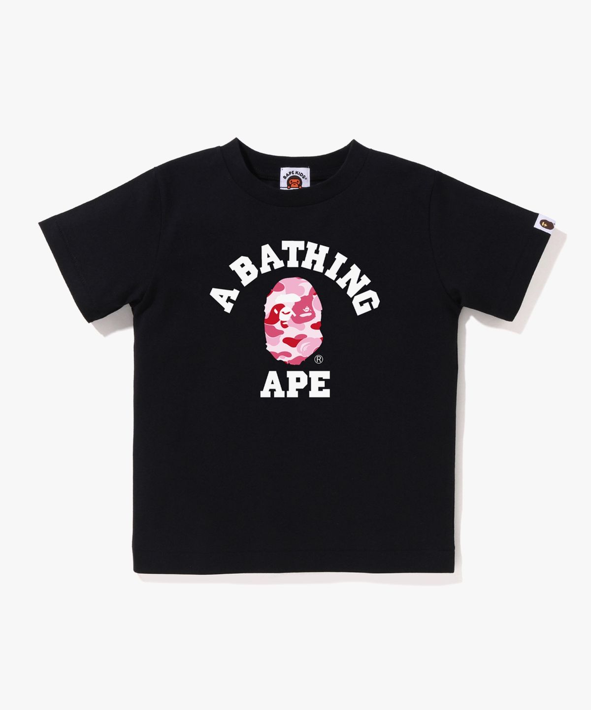베이프 키즈(BAPE KIDS) ABC 카모 콜리지 티셔츠(Kids) BLACK/PINK