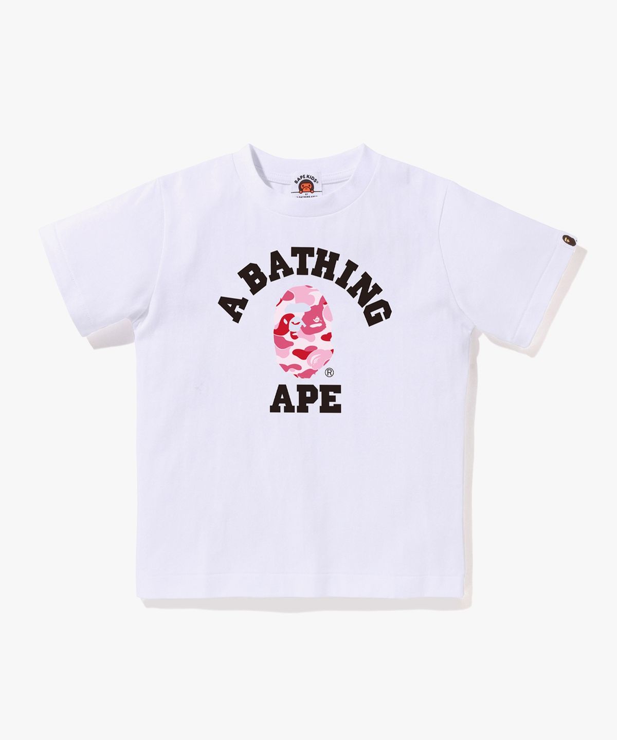 베이프 키즈(BAPE KIDS) ABC 카모 콜리지 티셔츠(Kids) WHITE/PINK