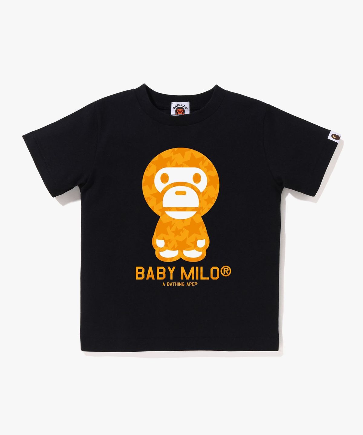 베이프 키즈(BAPE KIDS) 스타 올오버 베이비 마일로 티셔츠(Kids) BLACK/ORANGE