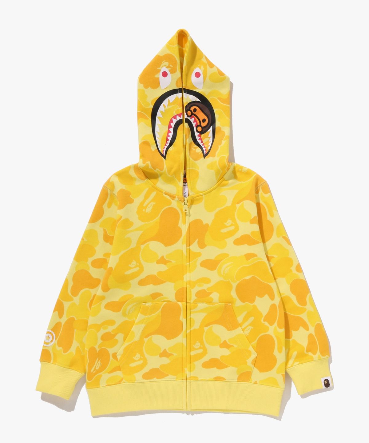 베이프 키즈(BAPE KIDS) ABC 카모 마일로 샤크 집 후드(Kids) YELLOW