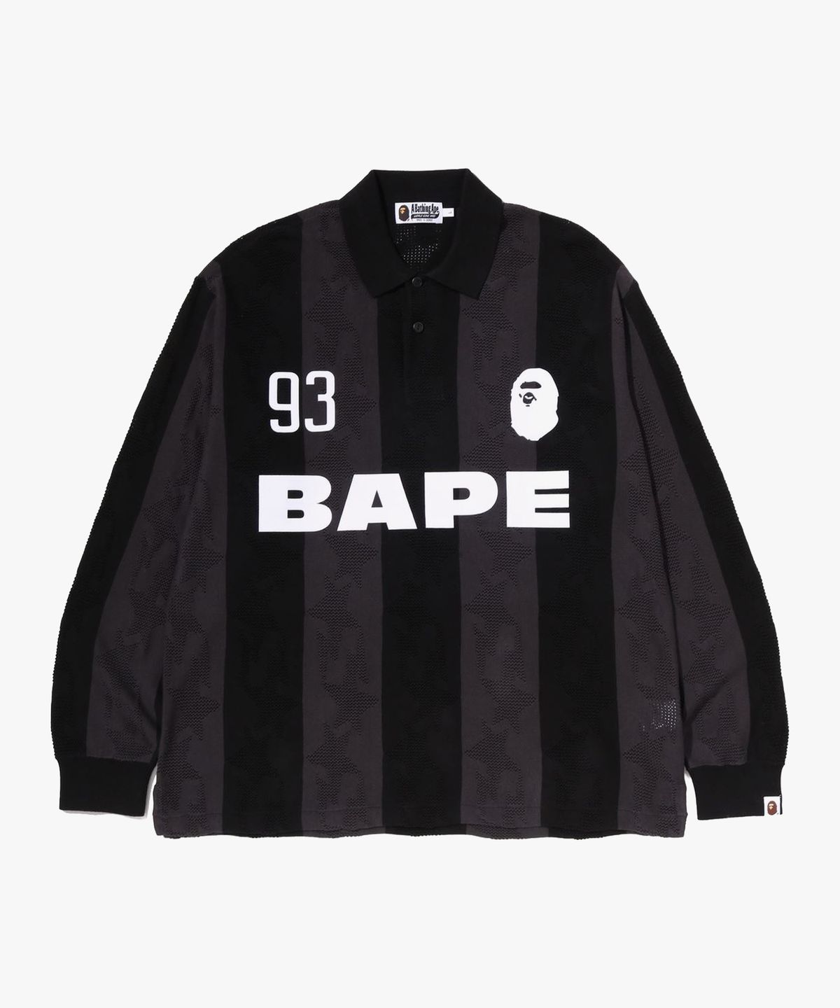 베이프(BAPE) 스타 스트라이프 패턴 자카드 멀티 로고 릴렉스드 핏 롱슬리브(M) BLACK