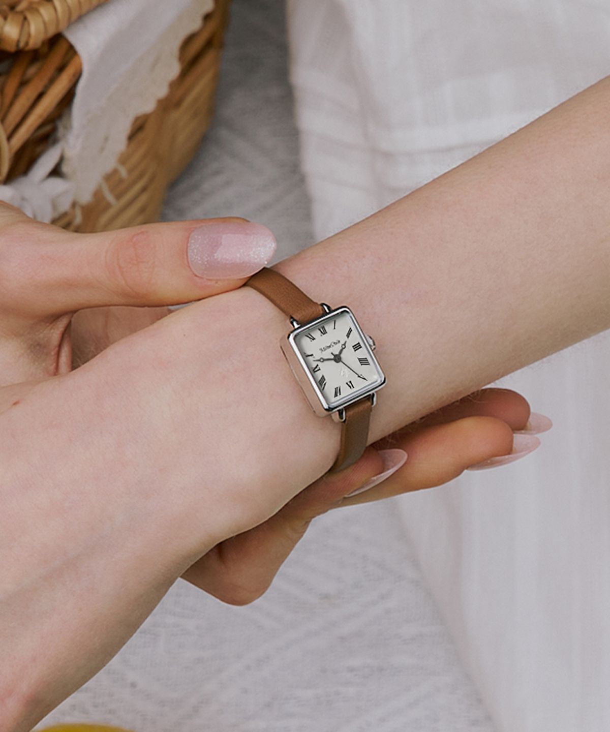 밀튼 스텔리(MILTON STELLE) Square Leather Watch MS-164R