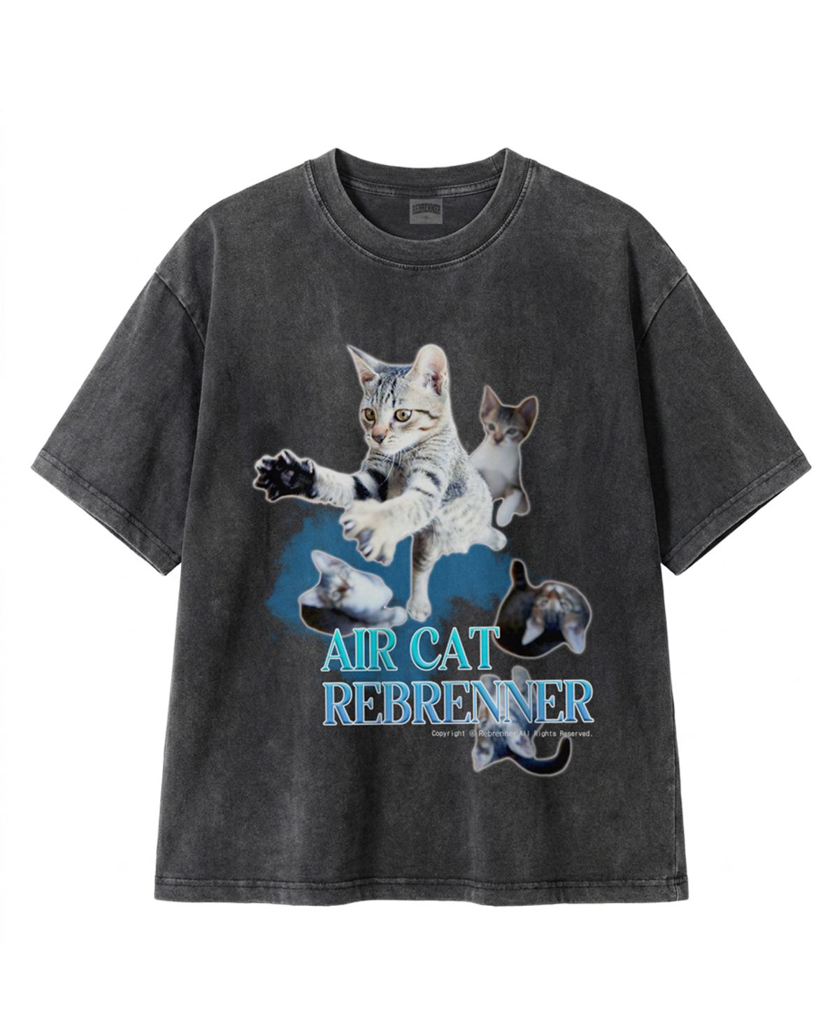 리브레너(REBRENNER) DTG 에어캣 피그먼트 크롭 반팔티셔츠 차콜
