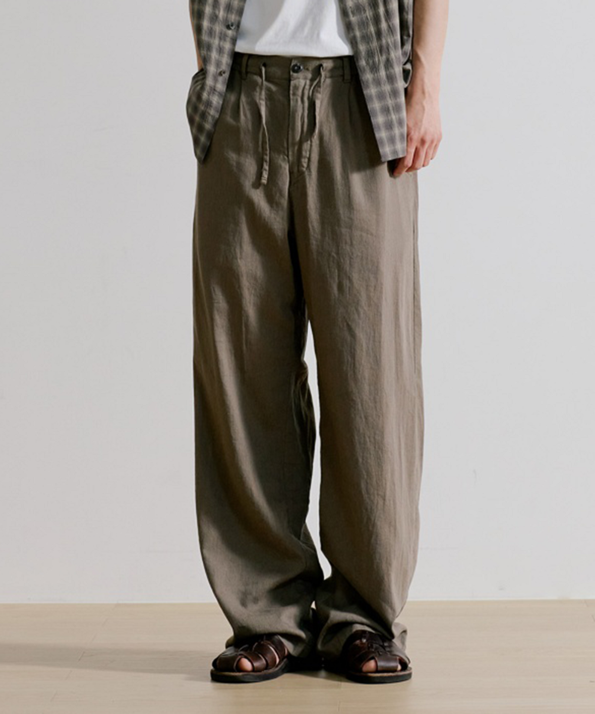 유니온블루(UNION BLUE) LINEN EASY PANTS [MUD BEIGE]