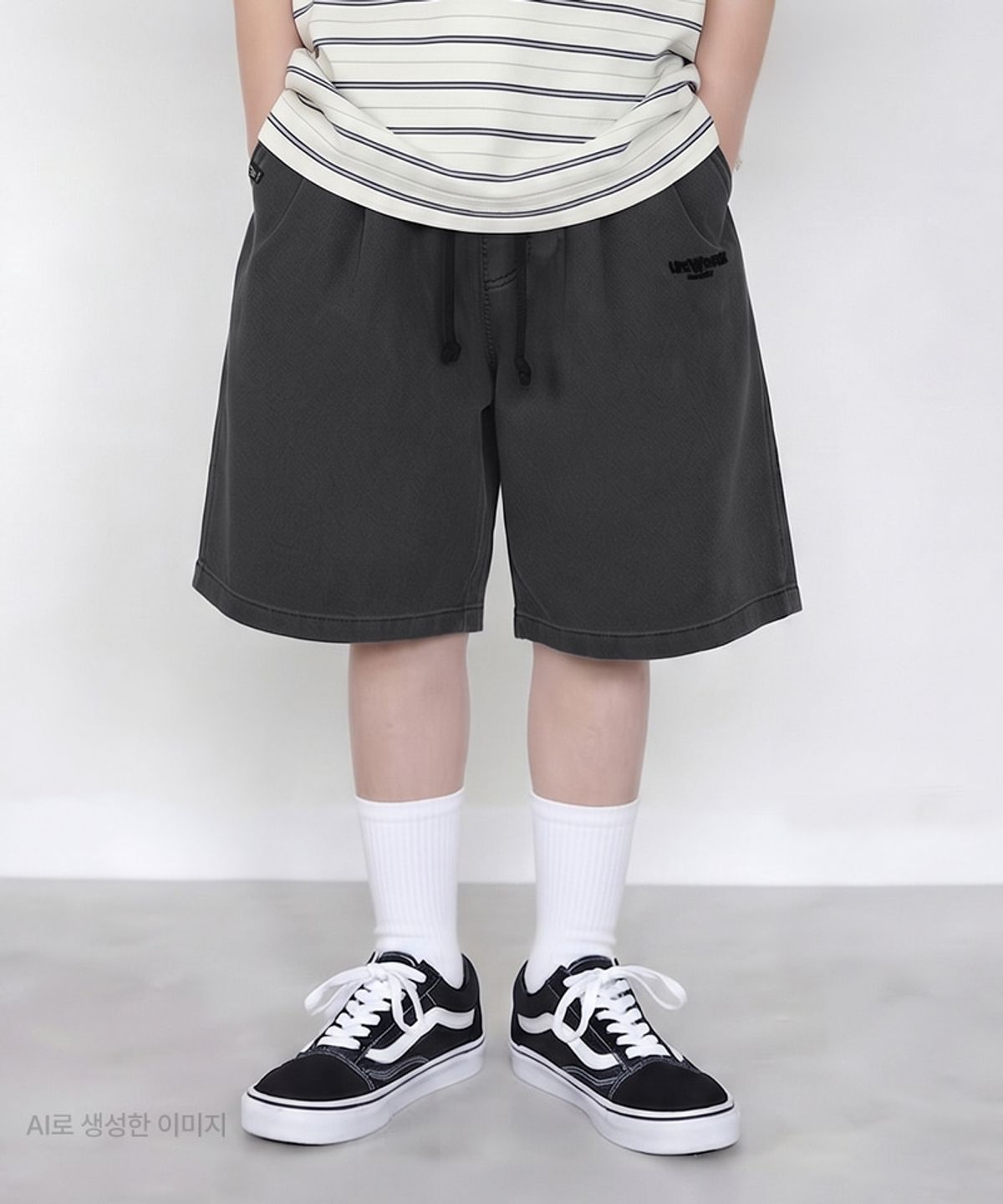 라이프워크 키즈(LIFEWORK KIDS) 키즈) 워시드 데님 하프 팬츠