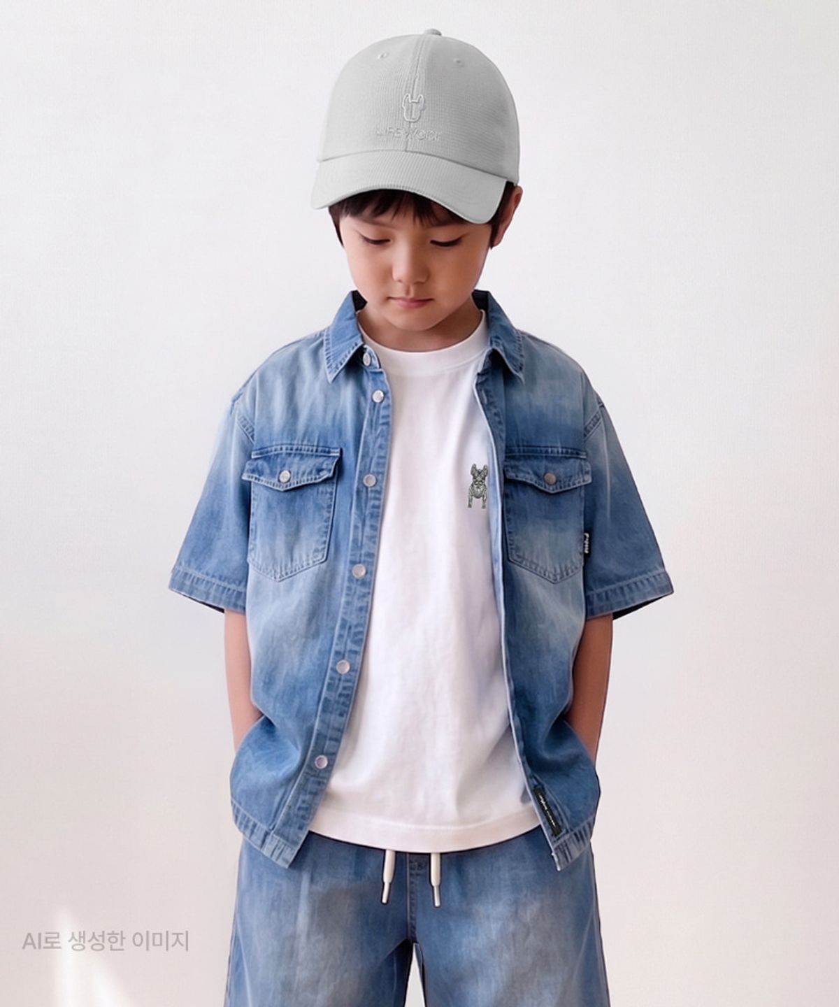 라이프워크 키즈(LIFEWORK KIDS) 키즈) 워시드 투포켓 데님 셔츠