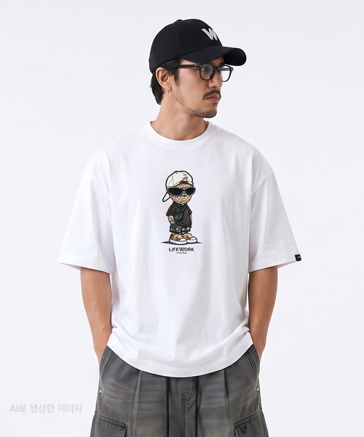 라이프워크(LIFEWORK) 공용) 스트릿 스냅백 힙독 반팔 티셔츠