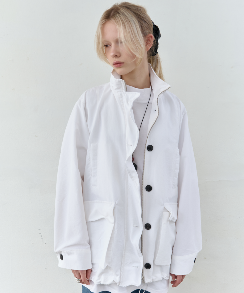 Nylon Hoodie Blouson Jumper_White