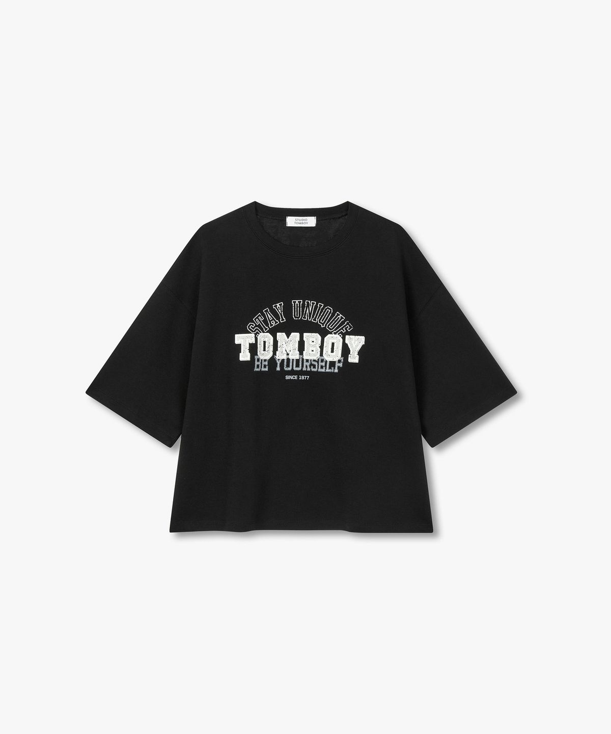 스튜디오 톰보이(STUDIO TOMBOY) 톰보이 레터링 캐주얼 반팔 티셔츠 _블랙 9176322992