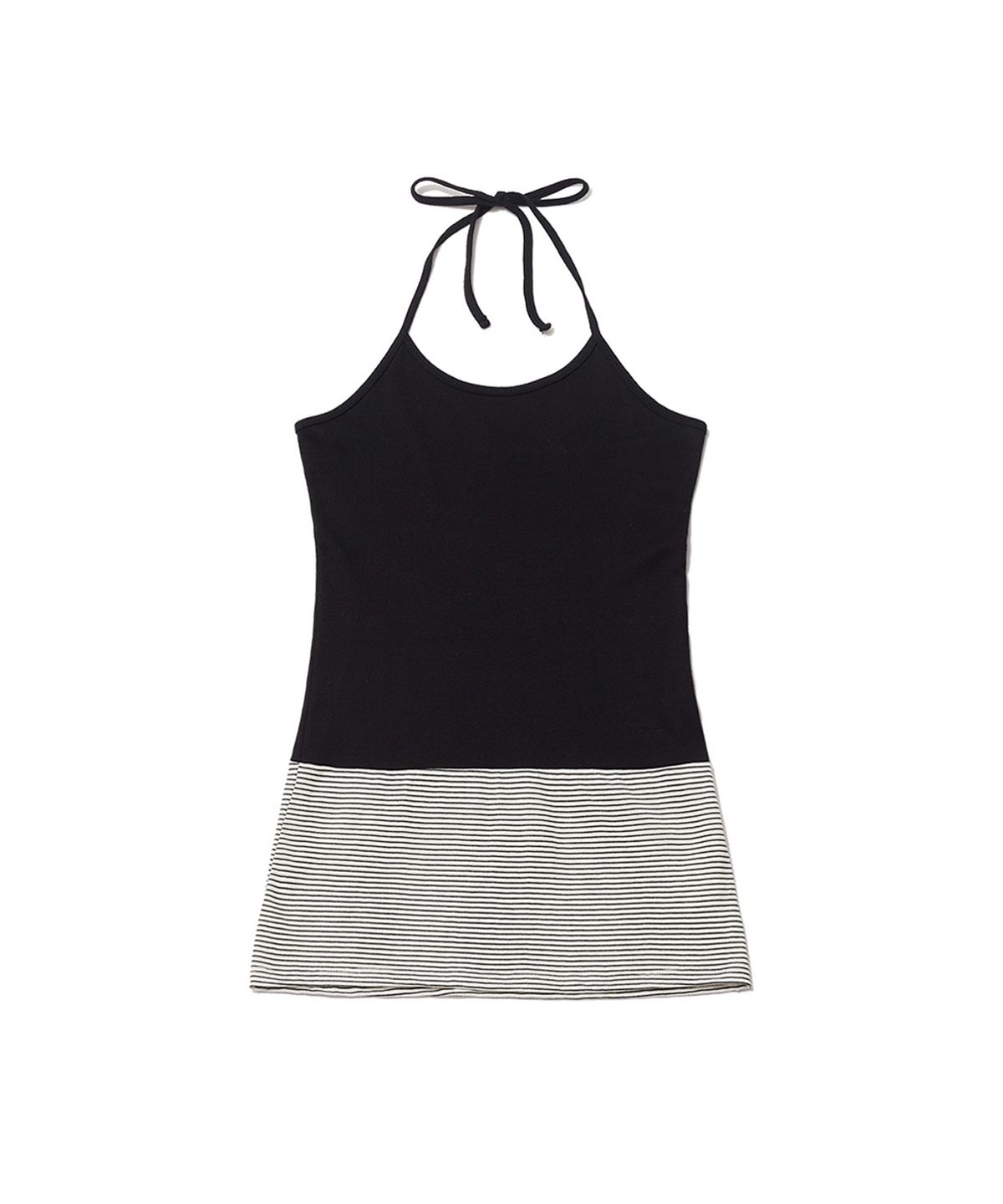 잇자바이브(ITZAVIBE) STRIPE LAYERED HALTER TOP - BLACK