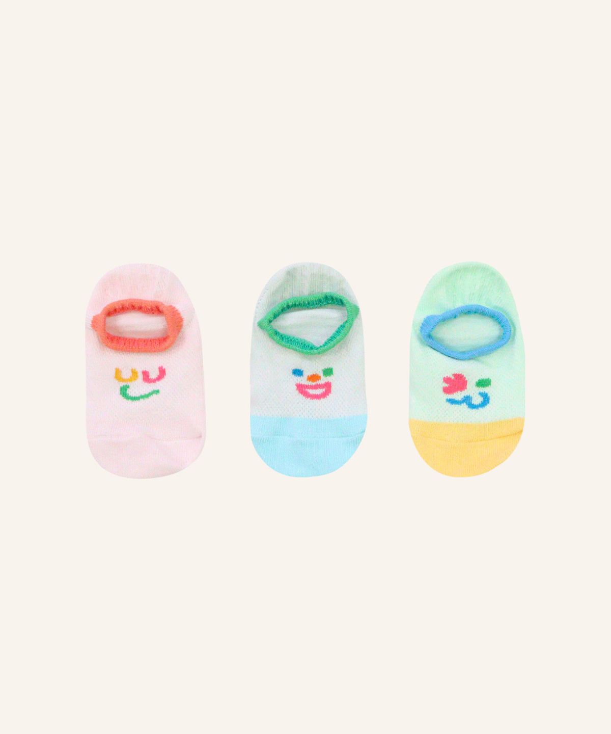 꼬까참새(KOKACHARM) 뉴빙그레스마일 3팩 매쉬 로우 양말