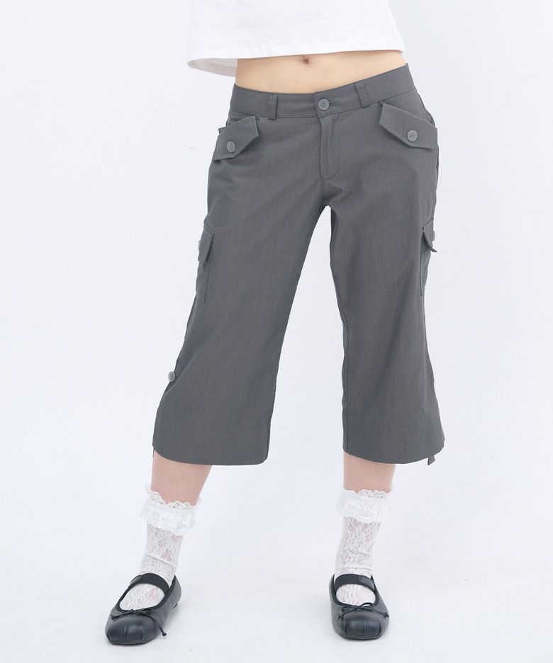 STRAP POINT CAPRI PANTS - CHARCOAL