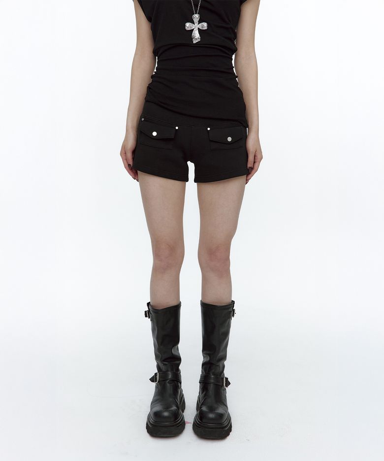 Flap Pocket Short Pants Black