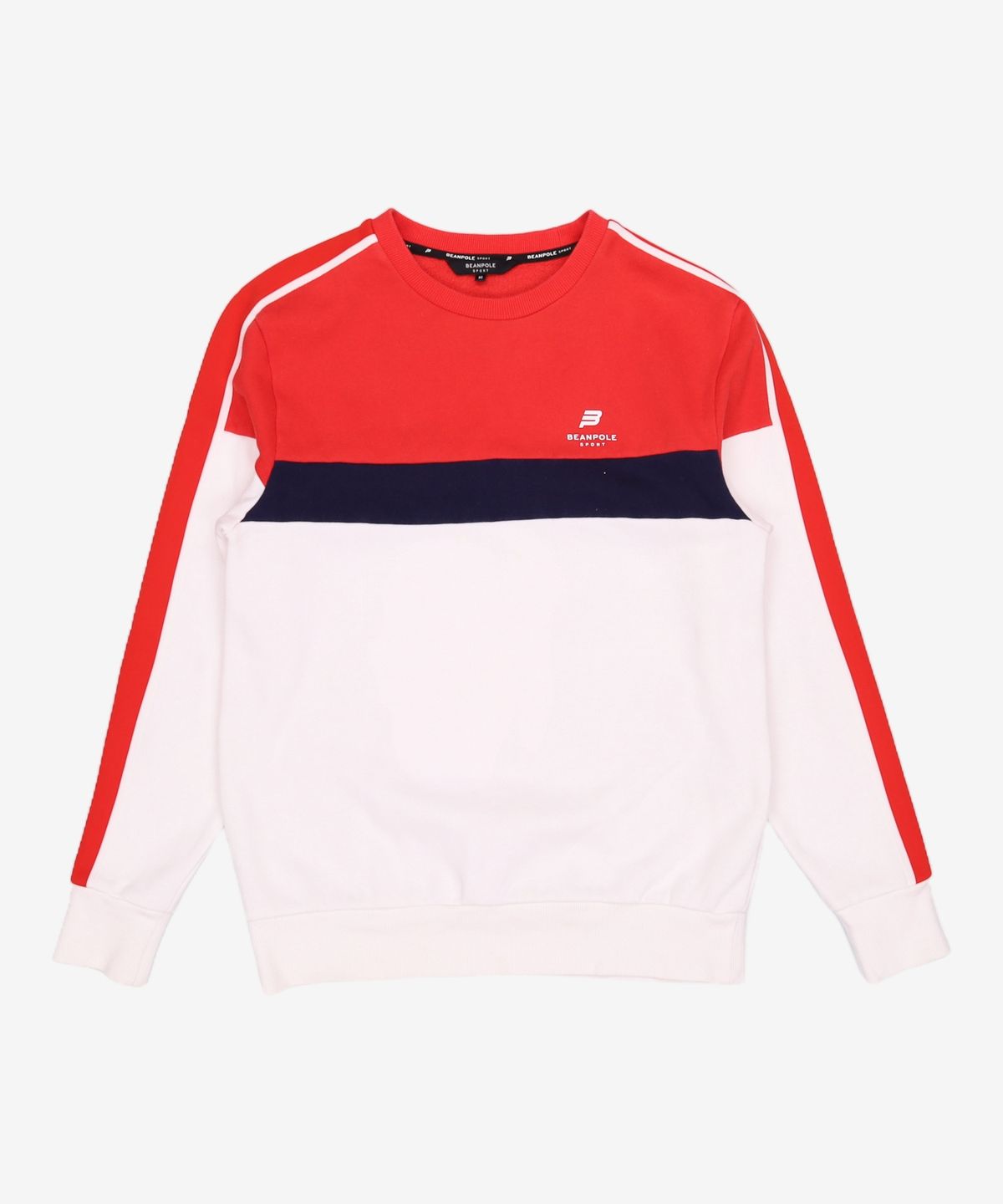 빈폴 스포츠(BEANPOLE SPORT) Unisex 화이트 테이핑 블록 기모 맨투맨 90