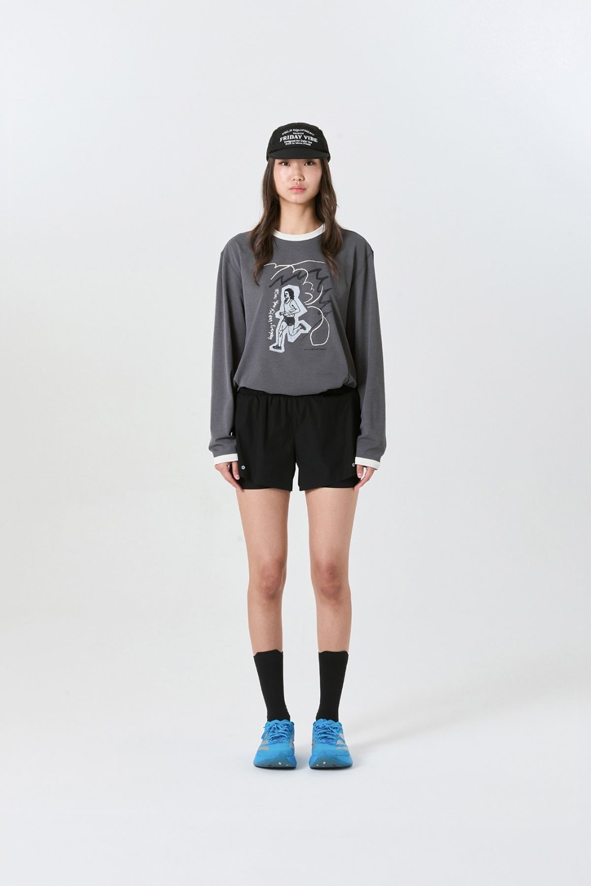 프라이데이세븐(FRIDAYSEVEN) 러닝쇼츠 Ventra Run Shorts 3인치 bk (2in1) wmns