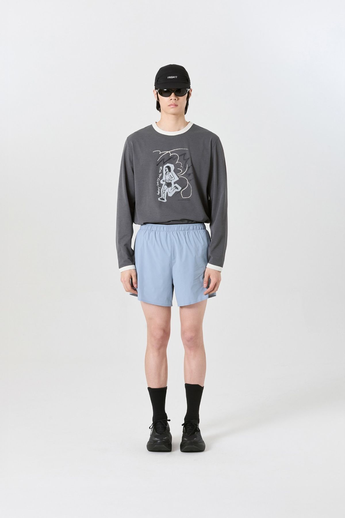 프라이데이세븐(FRIDAYSEVEN) 러닝쇼츠 Ventra Run Shorts 5인치 bl (2in1) mens