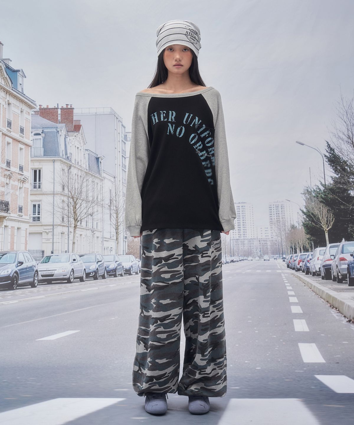솜속(SOMSOC) AREN REVERSIBLE CAMO PANTS_M.GREY