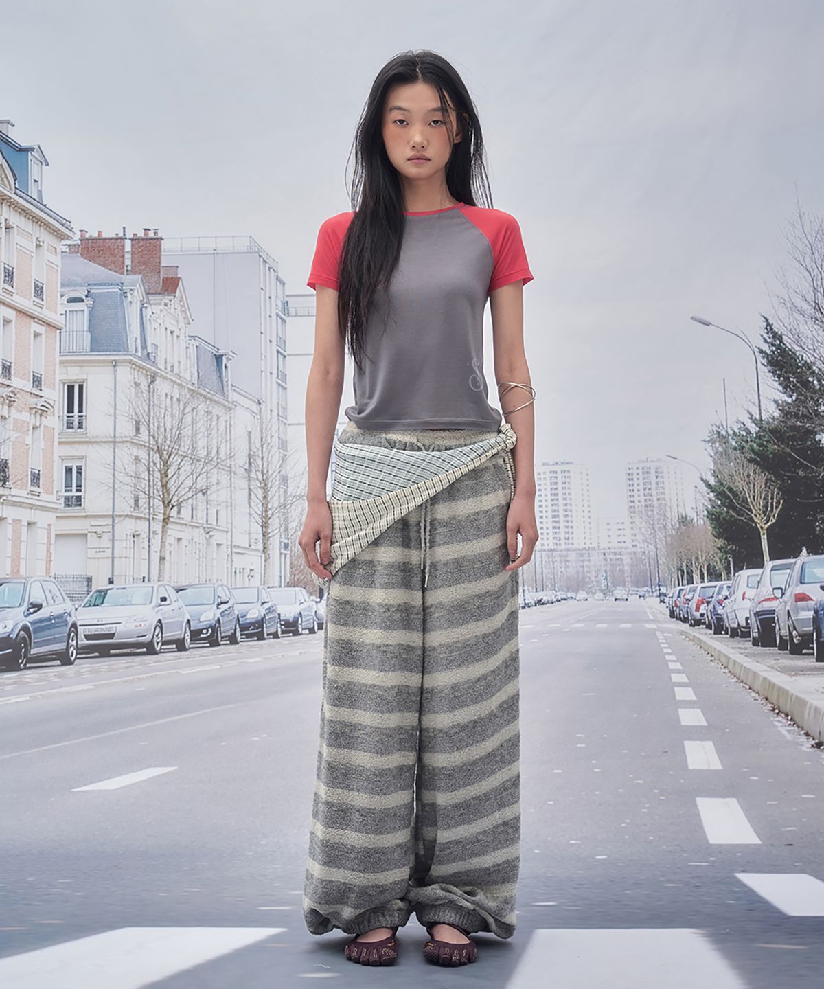 솜속(SOMSOC) TAGE STRIPE TERRY PANTS_M.GREY