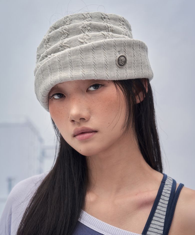 LINA JACQUARD BAND BEANIE_M.GREY