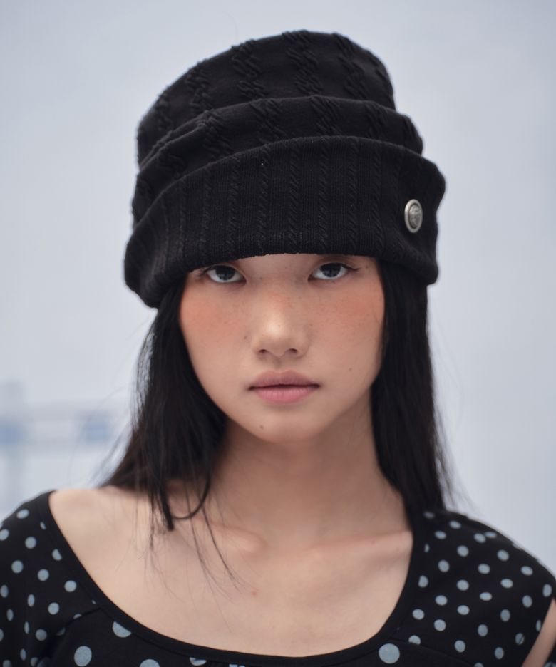 LINA JACQUARD BAND BEANIE_BLACK
