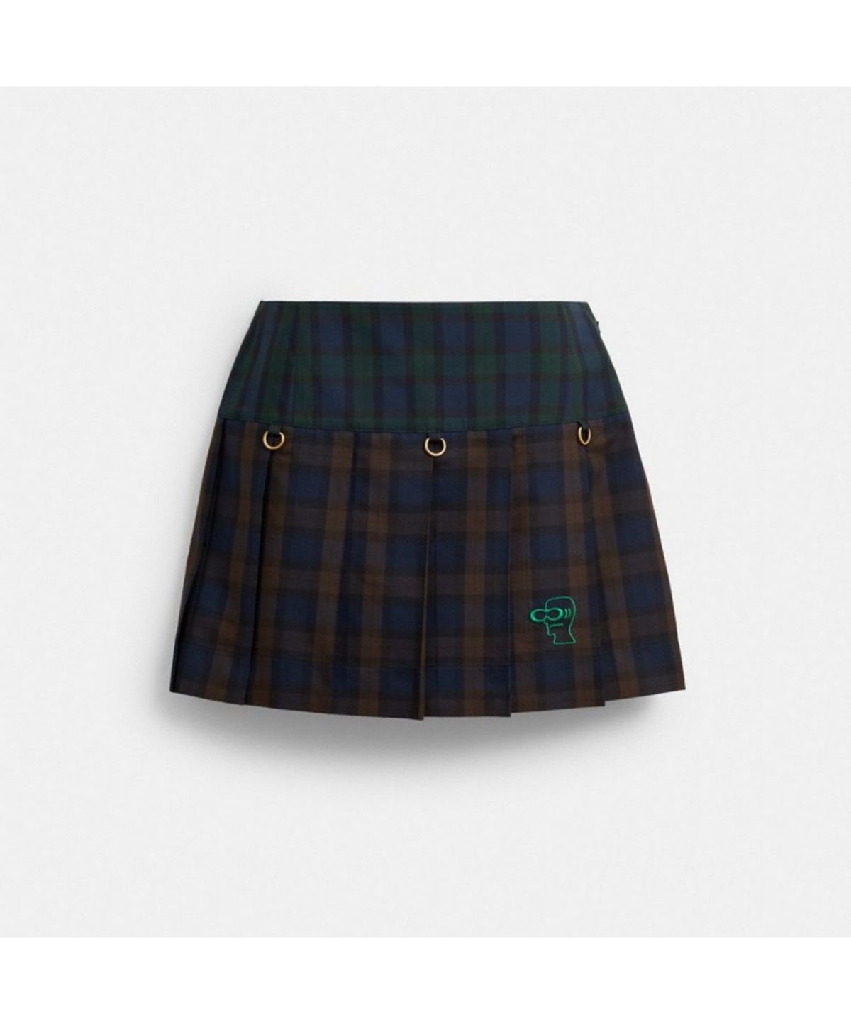 코치(COACH) 코치 x 브레인 데드 미니 플래드 플리티드 스커트 CDV52 DBR