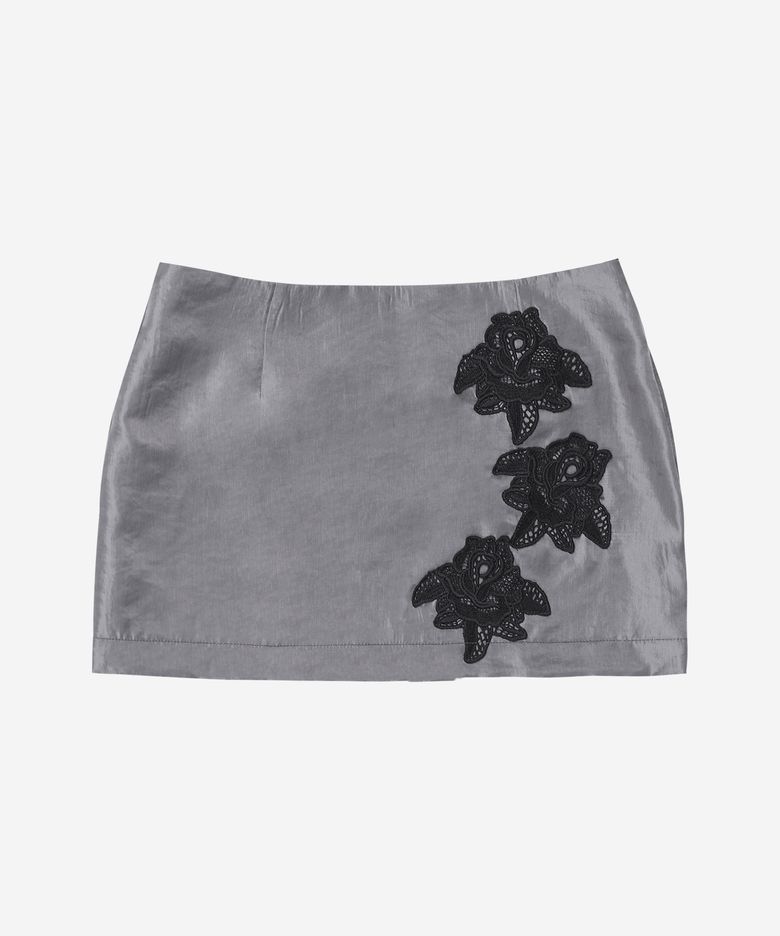 Rose Satin Mini Skirt #Gray
