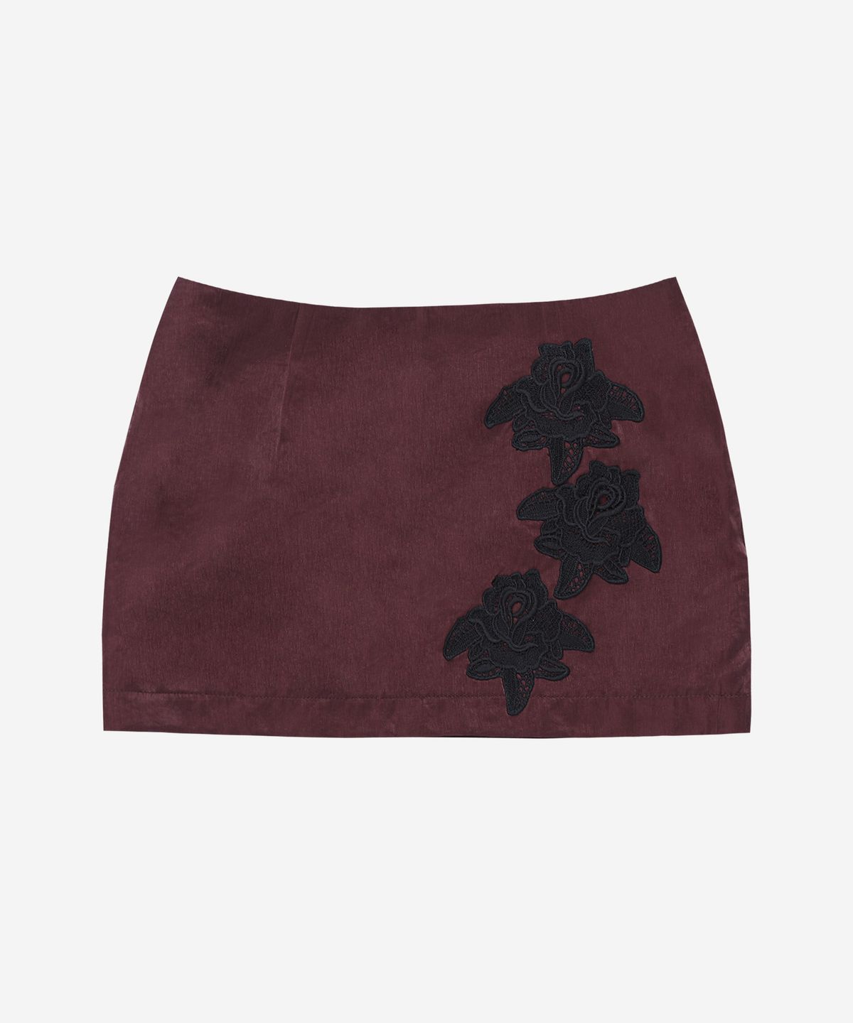 달링유어배드(DARLING, YOU'RE BAD) Rose Satin Mini Skirt #Wine