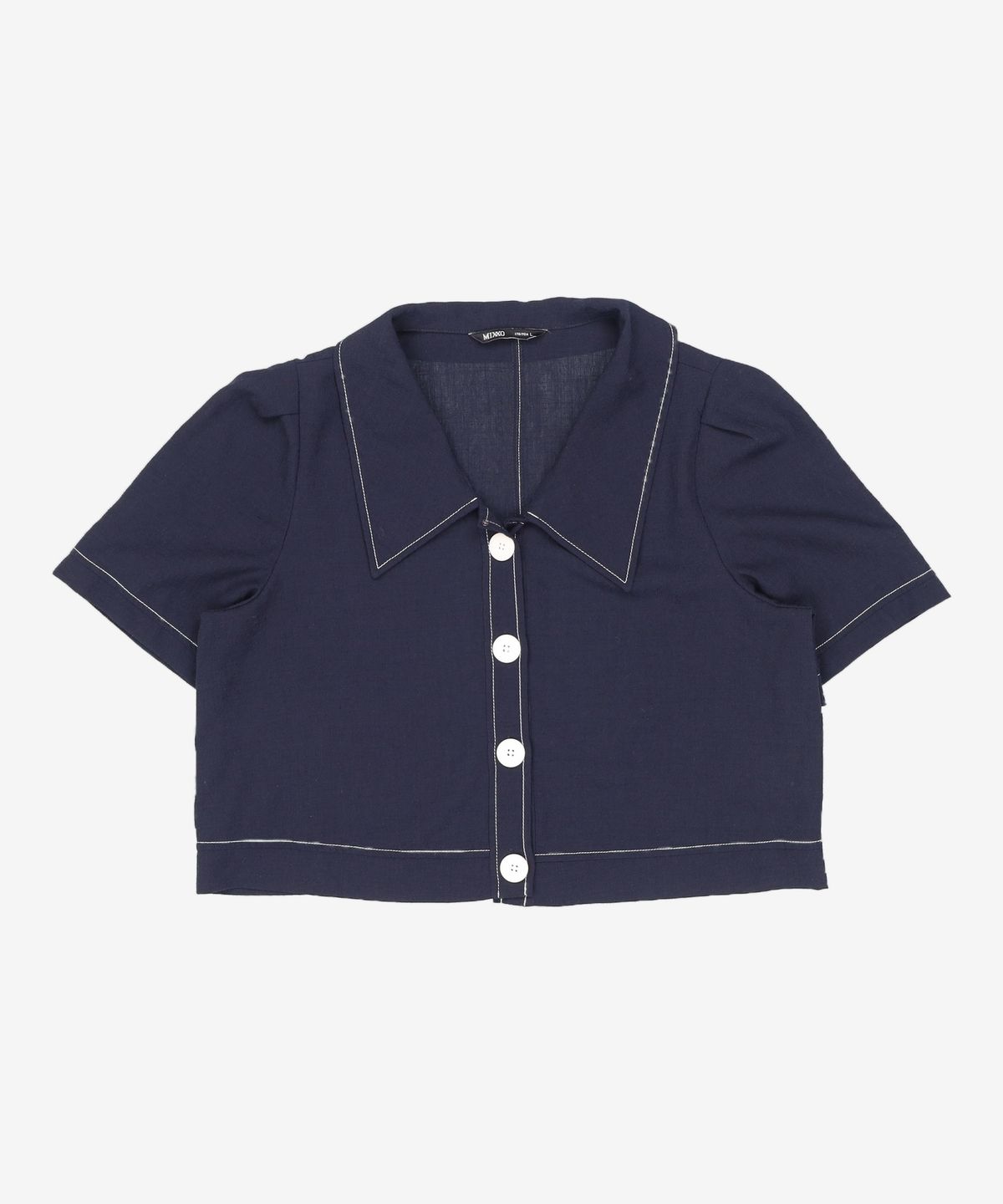 미쏘(MIXXO) 셔츠카라 크롭 블라우스 MIWBWC602G 170/92A