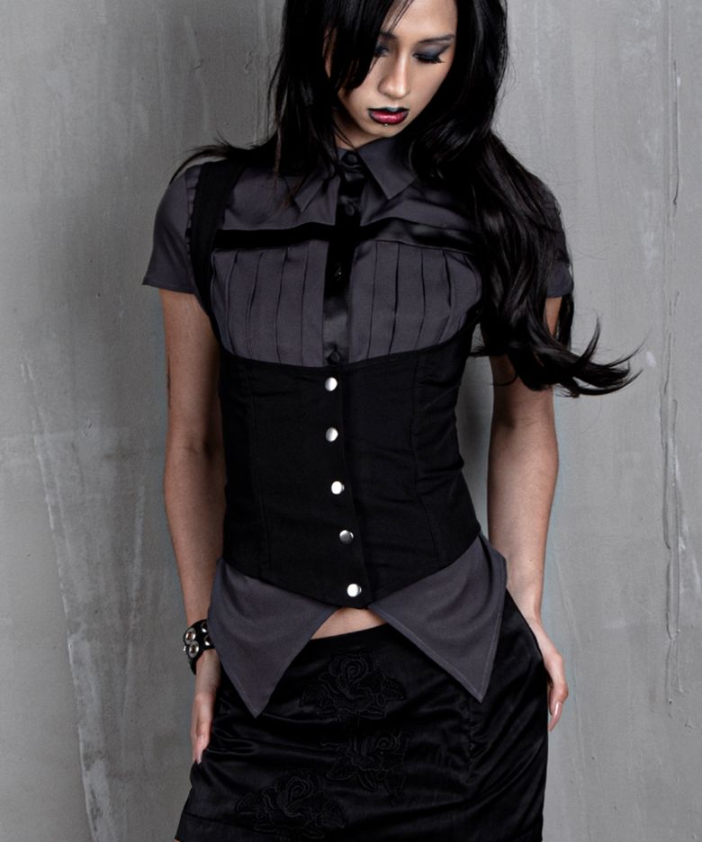 Back Corset Vest #Black