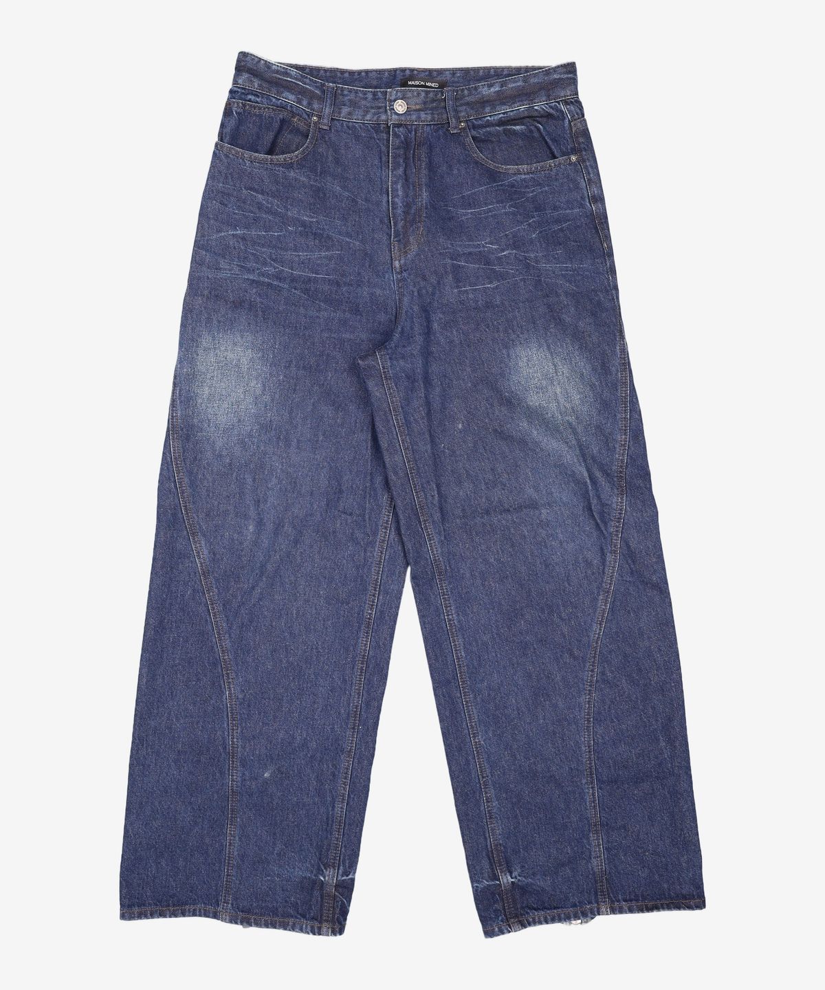 메종미네드(MAISON MINED) LAY BACK ZIPPER WIDE DENIM PANTS D/INDIGO 50