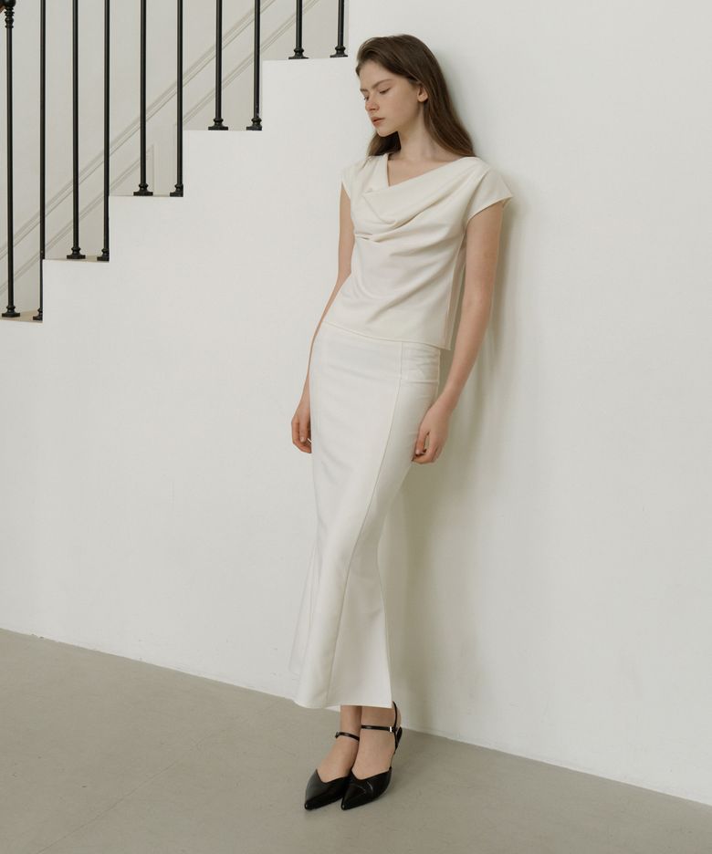 GIR BELL FLARED MAXI SKIRT IVORY